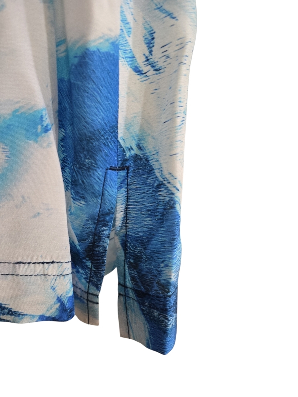 Marie Oliver Tie Waist Button Front Shirt Dress Small Tie Dye Blue White - Picture 8 of 9
